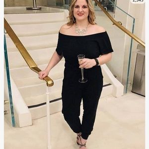 Alelly Women's Loose Fit Off Shoulder Elastic Waist Jumpsuit/Romper with Pockets